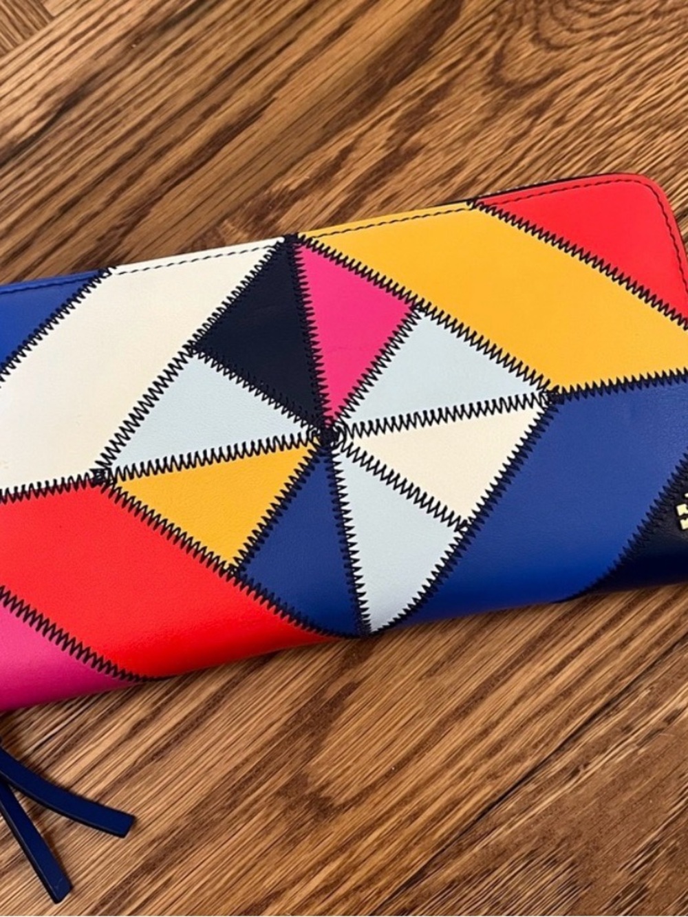 Colorblock Geometric Zip Wallet - Multicolor